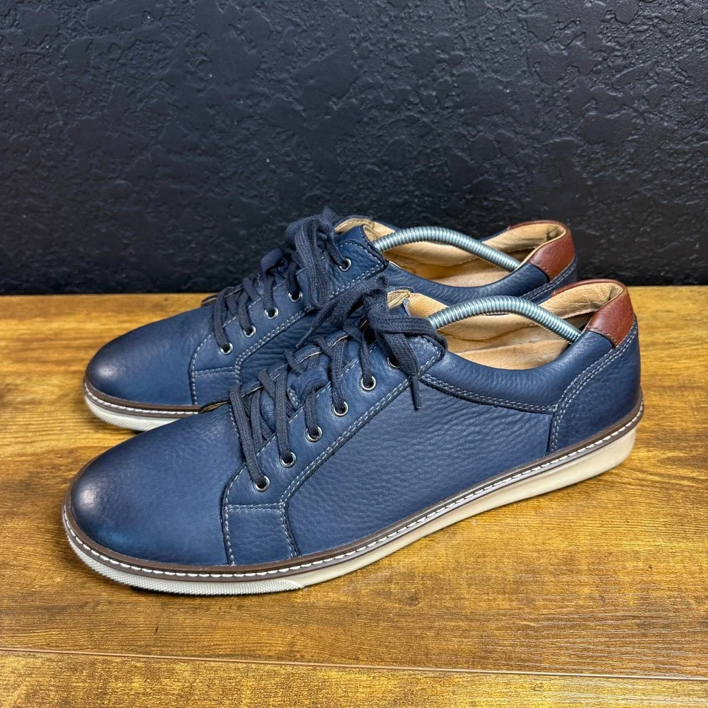 Johnston & Murphy Prentiss 25-3347 Navy Leather Sneaker Mens 11M